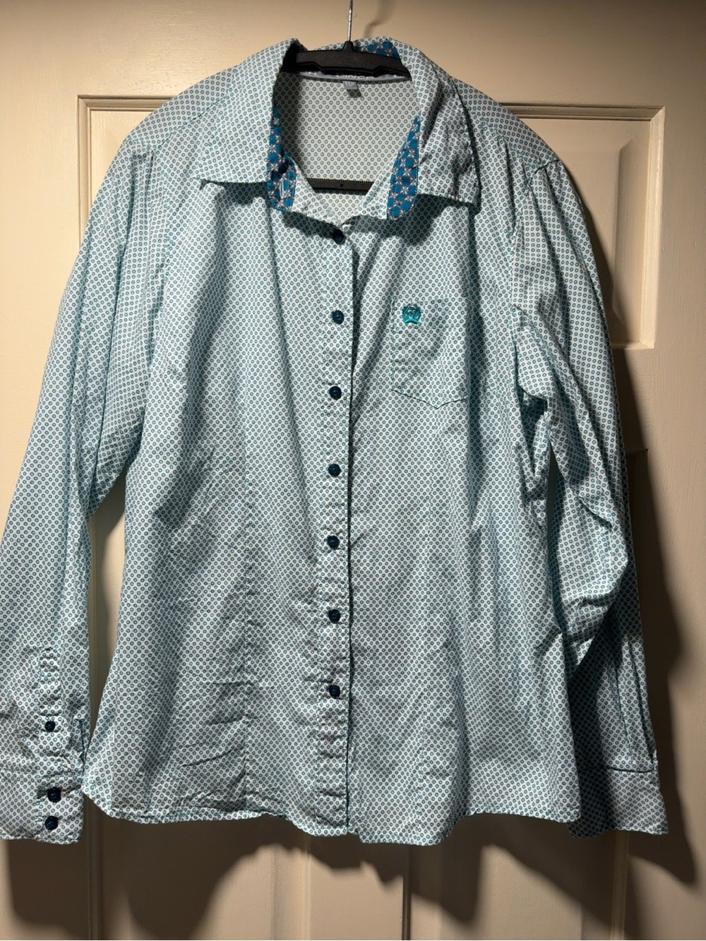 Cinch Women’s XL Western Button Up Shirt Blue Geo Print